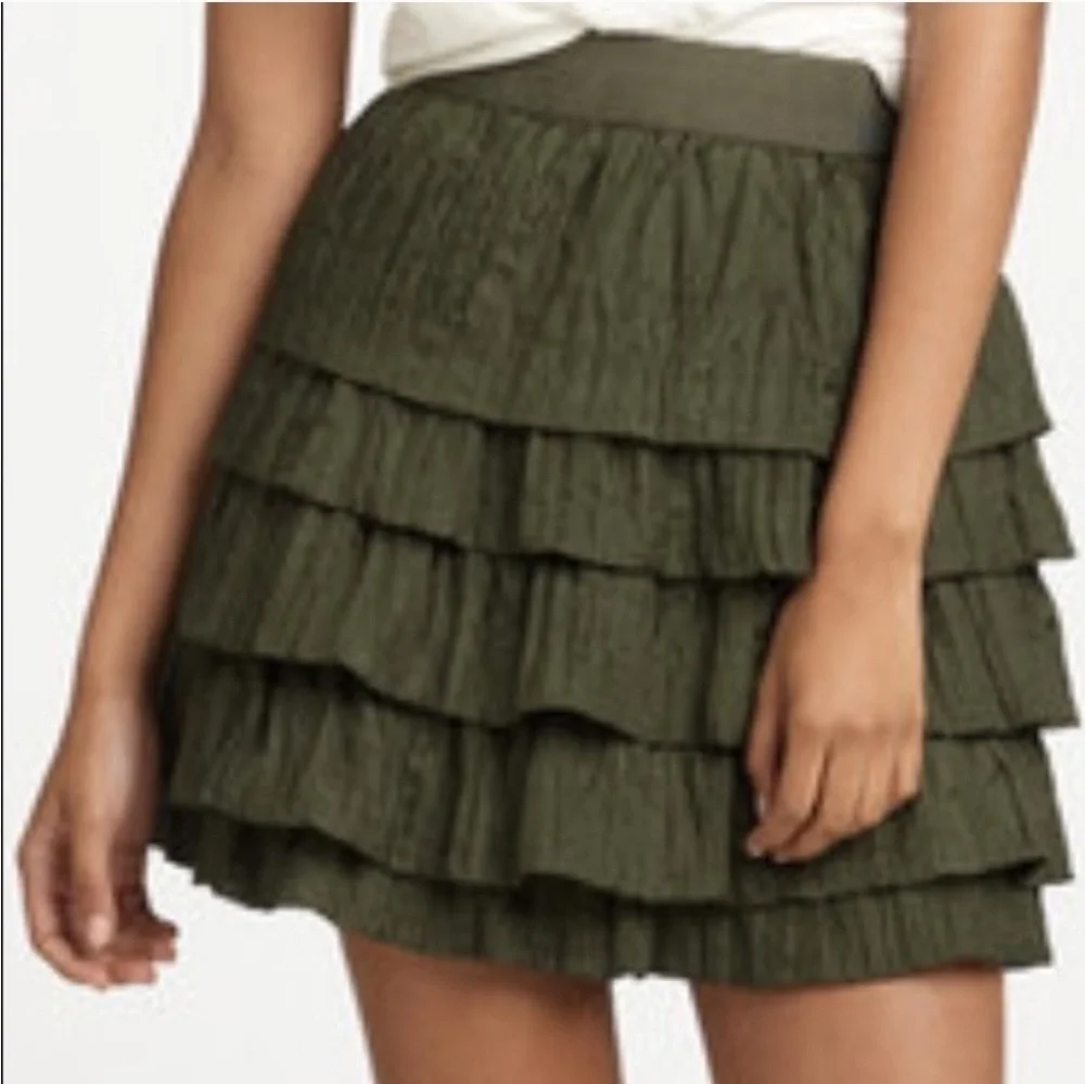 J-Crew 100% silk ruffle tiered mini skirt size 2